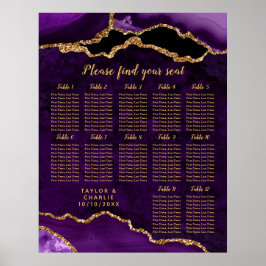 Purple and Gold Agate Wedding Seating Chart ポスター