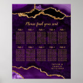 Purple and Gold Agate Wedding Seating Chart ポスター (正面)