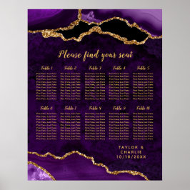 Purple and Gold Agate Wedding Seating Chart ポスター