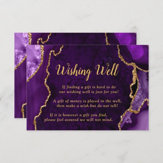 Purple and Gold Agate Wedding Wishing Well エンクロージャーカード (正面/裏面)