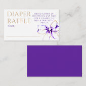 Purple and Gold Bow Diaper Raffle Ticket エンクロージャーカード (正面/裏面)