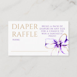Purple and Gold Bow Diaper Raffle Ticket エンクロージャーカード