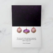 Purple and Gold Christmas Baubles Ornaments シーズンカード (内部)