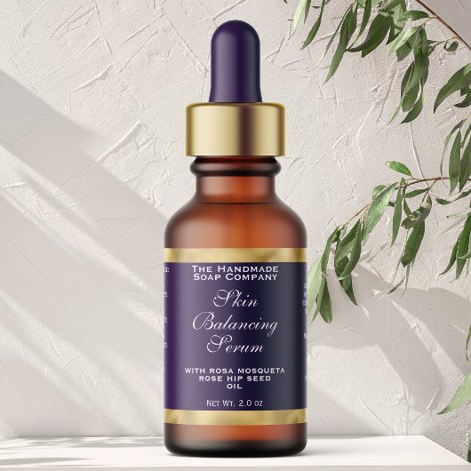 Purple and Gold Cosmetics Dropper Bottle Label ラベル