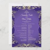 Purple And Gold Elegant Detailed Wedding Program 招待状 (正面)