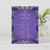 Purple And Gold Elegant Detailed Wedding Program 招待状 (スタンド正面)