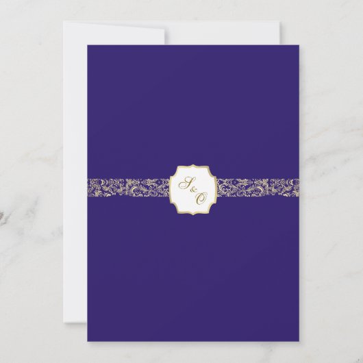 Purple And Gold Elegant Detailed Wedding Program 招待状 (裏面)