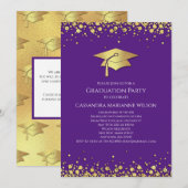 Purple and Gold Graduation 招待状 (正面/裏面)