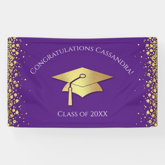 Purple and Gold Graduation 横断幕 (横)