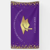 Purple and Gold Graduation 横断幕 (縦)