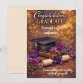 Purple and Gold Graduation Card  シーズンカード (正面/裏面)