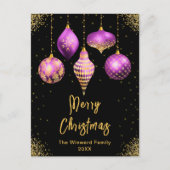 Purple and Gold Ornaments Merry Christmas シーズンポストカード (正面)