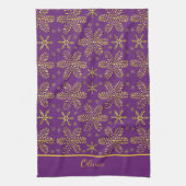 Purple and Gold Personalized キッチンタオル (縦)