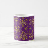 Purple and Gold Snowflakes Christmas Mug with Name コーヒーマグカップ (中央)