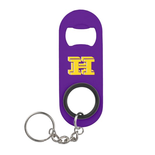 Purple and Gold Stainless Keychain Bottle Opener キーホルダー栓抜き (正面)
