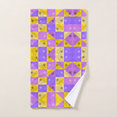 Purple and gold summer floral seamless pattern バスタオルセット (ハンドタオル)