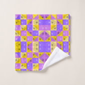 Purple and gold summer floral seamless pattern バスタオルセット (ウォッシュタオル)