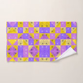 Purple and gold summer floral seamless pattern バスタオルセット (ハンドタオル)