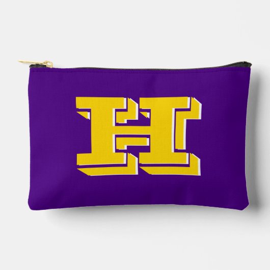 Purple and Gold Team Pride Monogram アクセサリーポーチ (正面)