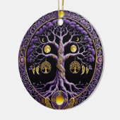 Purple and Gold Tree of Life Mandala セラミックオーナメント (左)