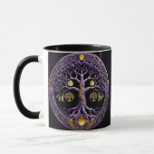 Purple and Gold Tree of Life Mandala マグカップ (左)