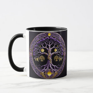 Purple and Gold Tree of Life Mandala マグカップ