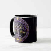 Purple and Gold Tree of Life Mandala マグカップ (正面左)