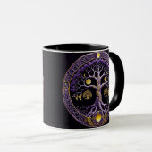 Purple and Gold Tree of Life Mandala マグカップ (正面右)