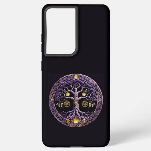 Purple and Gold Tree of Life Mandala Samsung Galaxyケース (裏面)