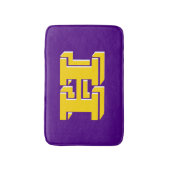 Purple and Gold Varsity Letter Style Monogram バスマット (正面縦)
