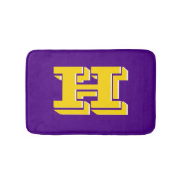 Purple and Gold Varsity Letter Style Monogram バスマット