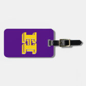 Purple and Gold Varsity Letter Style Monogram ラゲッジタグ (正面横)