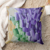 Purple and Green Abstract Brushstroke Pattern クッション (ブランケット)