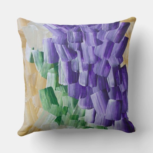 Purple and Green Abstract Brushstroke Pattern クッション (裏面)