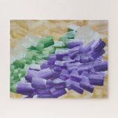 Purple and Green Abstract Brushstroke Pattern ジグソーパズル (横)