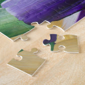 Purple and Green Abstract Brushstroke Pattern ジグソーパズル (側面)
