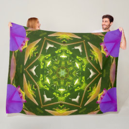 PURPLE AND GREEN ABSTRACT DRAWING. SAMER BRASIL. 4 フリースブランケット