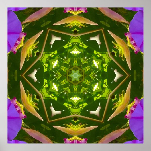 PURPLE AND GREEN ABSTRACT DRAWING. SAMER BRASIL. 4 ポスター (正面)