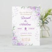 Purple and Green elegant wedding invitation 招待状 (スタンド正面)