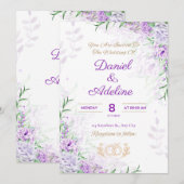 Purple and Green elegant wedding invitation 招待状 (正面/裏面)
