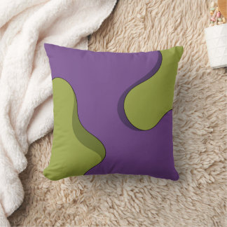 Purple and Green Groovy Wavy Abstract Pattern. クッション