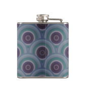 Purple and Green Retro Circles Pattern Monogram フラスク (裏面)
