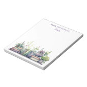 Purple and Green Watercolor Plant and Book ノートパッド (回転)