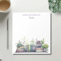 Purple and Green Watercolor Plant and Book