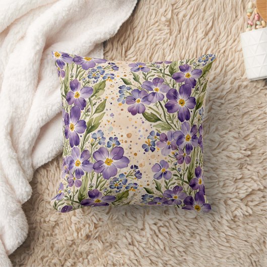 Purple and Indigo Floral クッション (ブランケット)