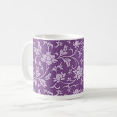 Purple and lavender floral pattern コーヒーマグカップ (正面左)