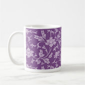 Purple and lavender floral pattern コーヒーマグカップ (左)