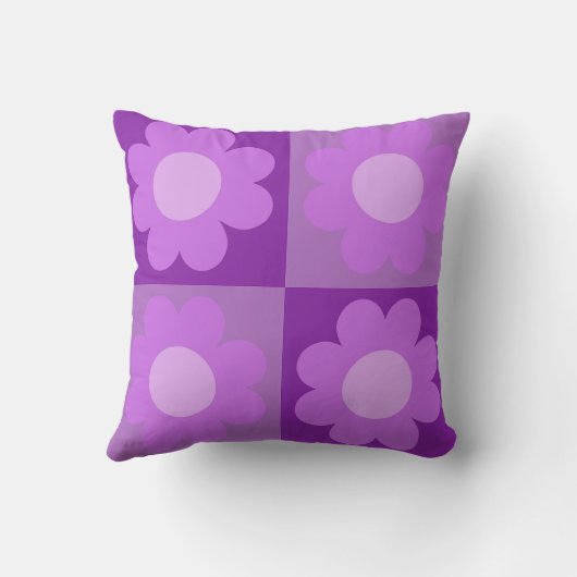 Purple and Lavender flower design pillow  クッション (裏面)