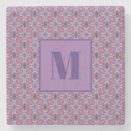 Purple and Lavender Initial Stone Coaster ストーンコースター (正面)