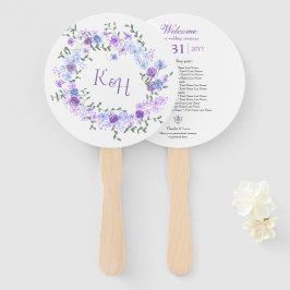 Purple and Light Blue Rose Wreath Wedding ハンドファン